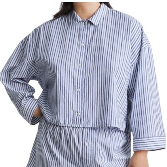 Everlane Other - EVERLANE Women's Blue and White Striped Cotton Woven PJ Top Size Small NWT
